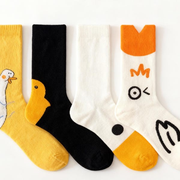 Funny Duck Socks Set | Cartoon Animal Graffiti Design For Winter
