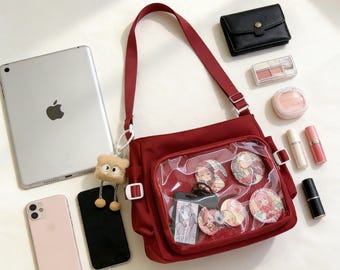 Bolsa Ita Bag Anime, Bolsa Transversal Ita Bag, Bolsa Ita Bag Grande de Lona, Bolsa Transversal Ita Bag Retrô Fofa, Bolsa Expositora para Acessórios Ita Bag