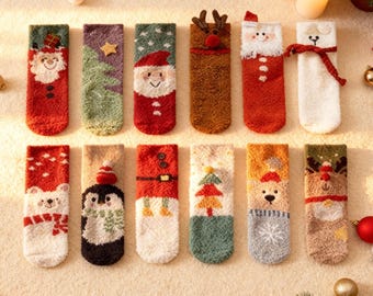 Fuzzy Soft Christmas Socks | Women's Holiday Plush Fleece Night Socks