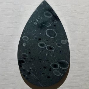 Volcanic Tuff Teardrop Cabochon | Hand-Polished Gray Gemstone (63x37x5 mm)