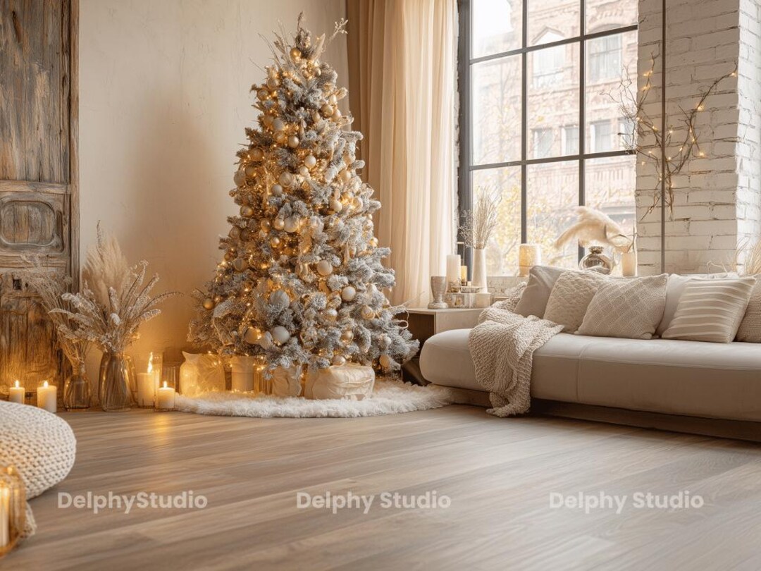 Christmas Tree Zoom Background PNG + Blurred Versions | Cozy Holiday ...