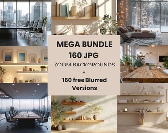 Zoom Backgrounds Mega Bundle – 160 JPG Backdrops + 160 free Blurred Versions (Digital Download)