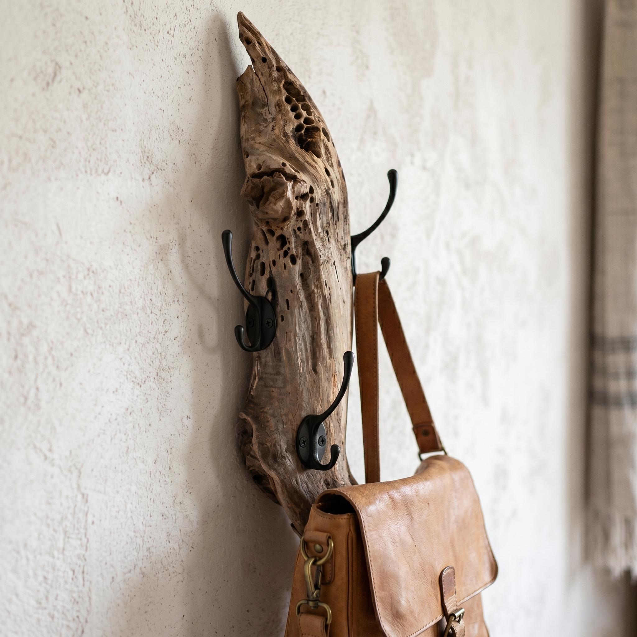 Porte-manteau arbre en bois recyclé de mangrove teinté