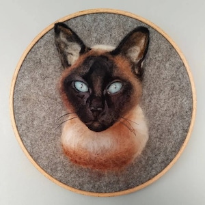 3d needle felted Cat portrait from photo. Custom personalized pet portrait