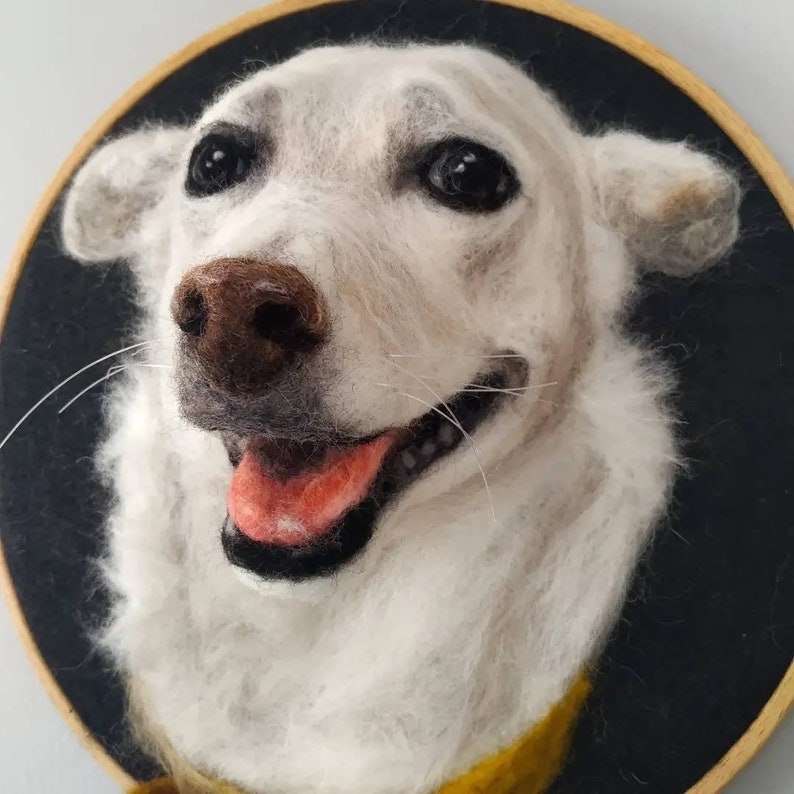 3d Needle Felted Dog Portrait, Custom Dog Portrait, Dog Portrait From Photo Etsy