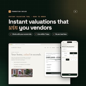 Instant Valuation Tool for Estate Agent Websites, Vendor Lead Capture Widget, Essential Package