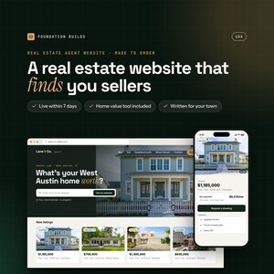 Site web pour agent immobilier avec outil d'estimation de la valeur des biens, alertes acheteurs et annonces, forfait courtage