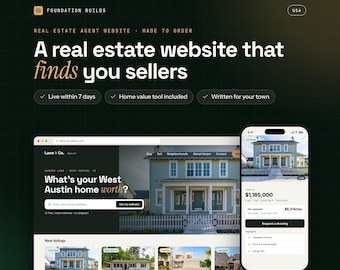 不動産エージェント向けウェブサイト（住宅価格査定ツール、購入者向けアラート、物件情報、仲介パッケージ付き）