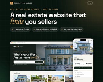 不動産エージェント向けウェブサイト（住宅価格査定ツール、購入者向けアラート、物件情報、エージェント向けパッケージ付き）