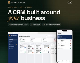 中小企業向けカスタムCRMシステム、リード管理、見積もり作成、作業スケジュール管理、請求書発行、ビジネスパッケージ