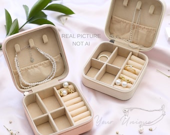 Maqueta de estuche de viaje para joyería (imagen real, no IA), joyero POD, diseño personalizado, maquetas de joyeros de viaje personalizados