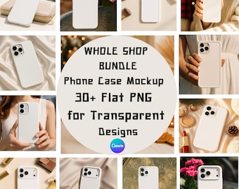 IPhone Mockup, Phone Case Mockup Bundle, 30 PNG files Bundle, Canva Mockup, PNG Phone Case Mock Up, Instant Download