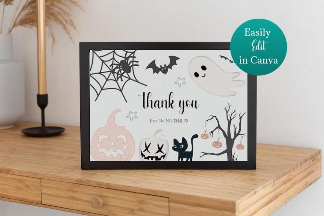 Halloween Thank You Card – Printable & Editable – Instant Download ...