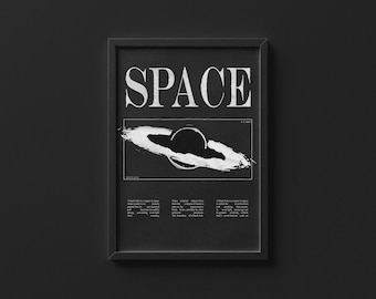 Brutalist Black Hole Poster, Aesthetic Space Design
