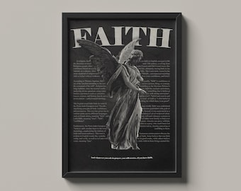 Faith Angel Poster, Brutalist Christian Art