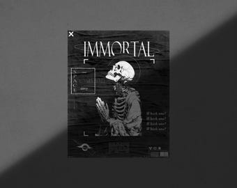 Immortal Skeleton Poster | Black Brutalist Design