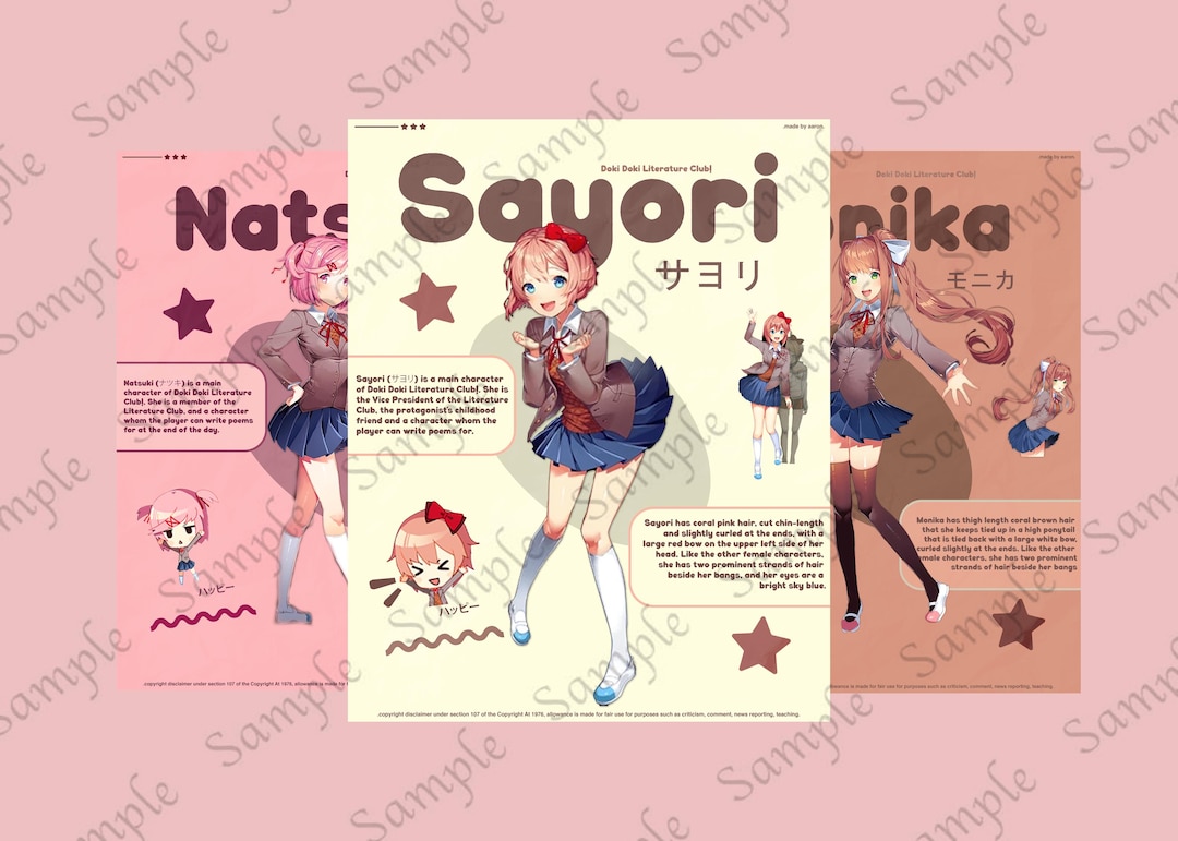 ドキドキ文芸部!ポスター |サヨリ、ナツキ、モニカ、ユリ - Etsy 日本