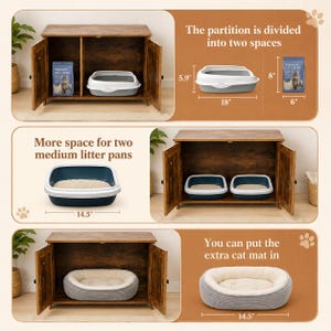 Wooden Cat Litter Box Enclosure | Hidden Pet Furniture Cabinet, Side Table Organizer image 5
