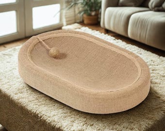 Sisal Cat Scratcher Bed with Toy, oval Lounge Furniture