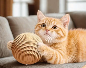 Pelota interactiva para mascotas con rascador / Juguete para gatos de interior que permite el juego autónomo.