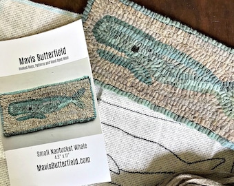 RUG HOOKING KIT for Beginners - Small Nantucket Whale - on Linen with Hand Dyed Wool