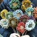 Set of 13 Primitive Folk Art Hooked Rug Flowers