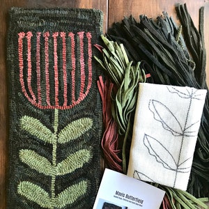 RUG HOOKING KIT Old Fashioned Tall Tulip on Linen image 1