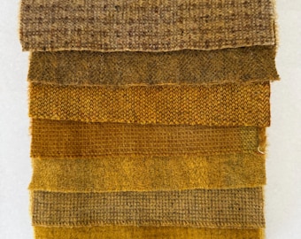 Hand Dyed Wool Fabric, 8 Brass/Gold Fat 1/16 Sixteenth for Primitive Rug Hooking
