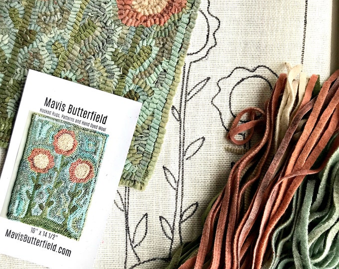 RUG HOOKING KIT Primitive Flowers on Linen With Hand Dyed - Etsy