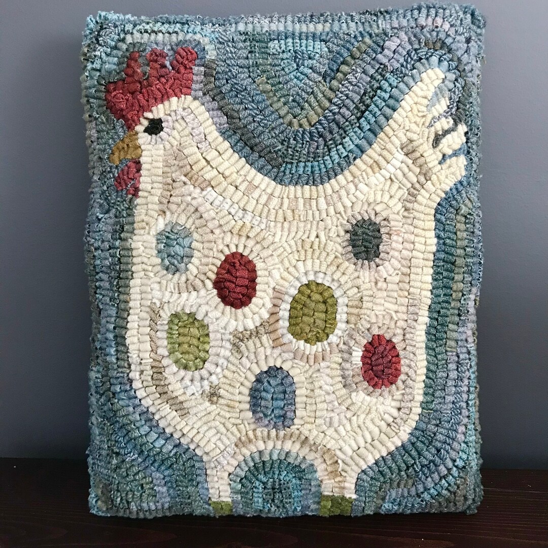 Rug Hooking PATTERN on Linen ~ Easter Egger Chicken - Etsy