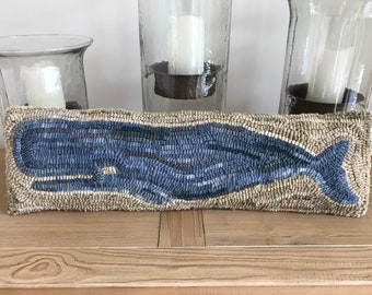 Nantucket Whale Rug Hooking Pattern on Linen