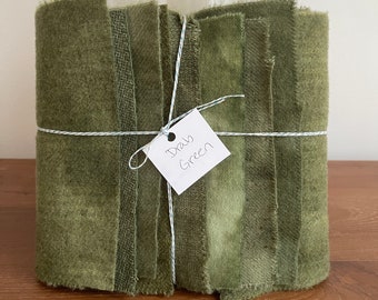 Tissu en laine teint à la main, 8 vert terne gras 1/16e seizième pour accrocher un tapis primitif