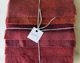 Hand Dyed Wool Fabric, 8 Mulberry Fat 1/16 Sixteenths for Primitive Rug Hooking