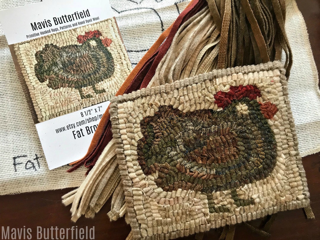 RUG HOOKING KIT - Fat Brown Hen on Linen - Etsy