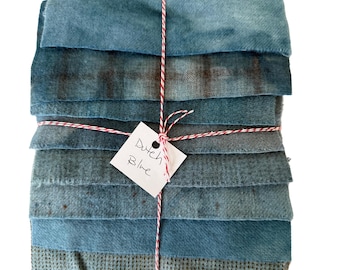 Hand Dyed Wool Fabric, 8 Dutch Blue Fat 1/16 Sixteenth for Primitive Rug Hooking