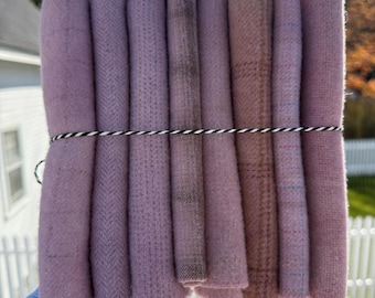 Hand Dyed Wool Fabric Fat Quarters, Cottage Flowers #2 Pink Rug Hooking Material