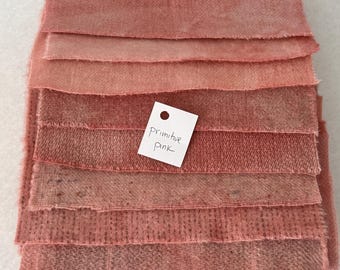 Hand Dyed Wool Fabric, 8 Primitive Pink Fat 1/16 Sixteenths for Primitive Rug Hooking