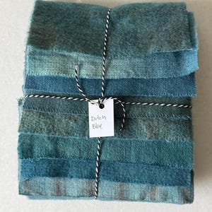 Hand Dyed Wool Fabric, 8 Dutch Blue Fat 1/16 Sixteenth for Primitive Rug Hooking