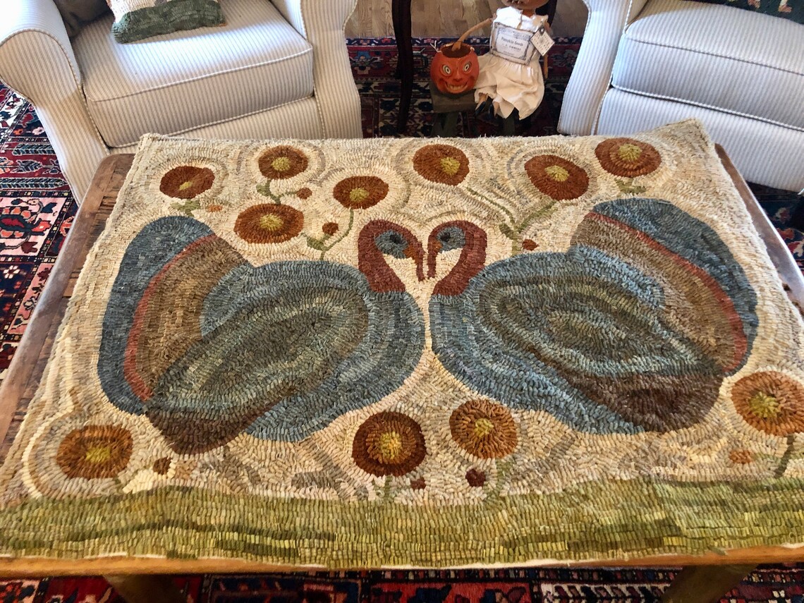 Rug Hooking PATTERN - Folk Art Primitive Wool Hooked Rug ~ Tom and ...