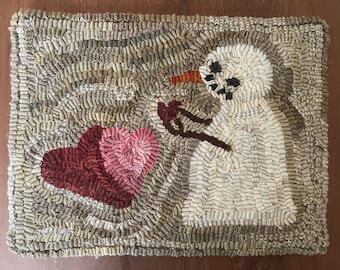 Valentine Kisses ~ Tapis Hooking PATTERN sur Lin