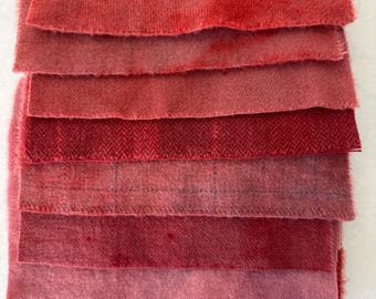 Hand Dyed Wool Fabric, 8 Mulberry Fat 1/16 Sixteenths for Primitive Rug Hooking