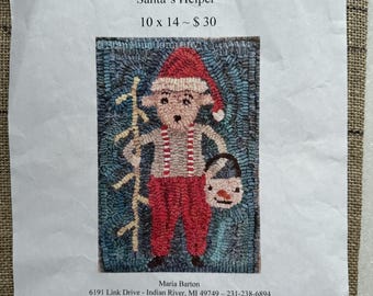 Rug Hooking Pattern ~  Santa's Helper ~ SPRING CLEANING SALE*
