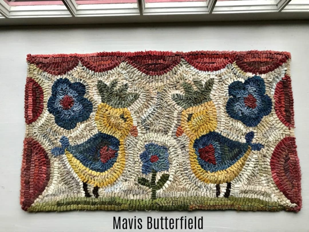 Rug Hooking PATTERN on Linen - Chicks and Flowers - Etsy