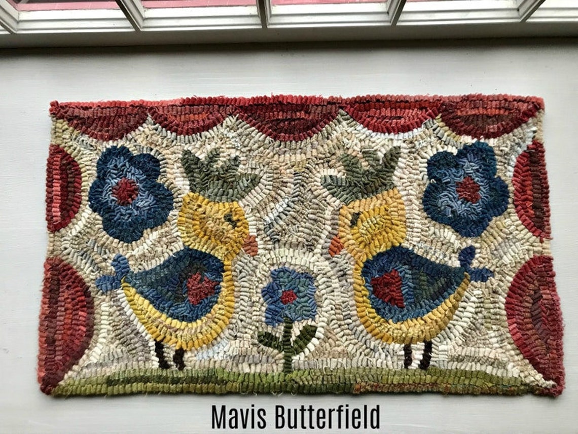 Rug Hooking PATTERN on Linen - Chicks and Flowers - Etsy