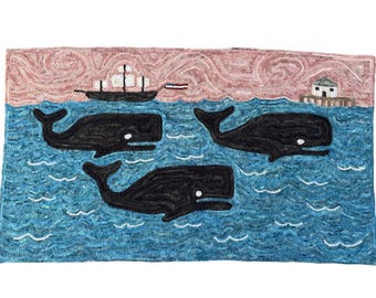 Rug Hooking KIT -  Sailor's Delight ~ on Linen with Hand Dyed Wool