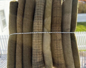 Hand Dyed Wool Fabric Fat Quarters, Turkey Brown Rug Hooking Material