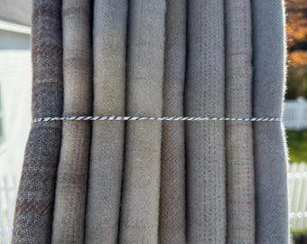 Hand Dyed Wool Fabric Fat Quarters, Nantucket Whale Grey Rug Hooking Material