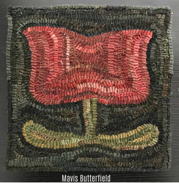 Rug Hooking Pattern Folk Tulip on Linen - Etsy