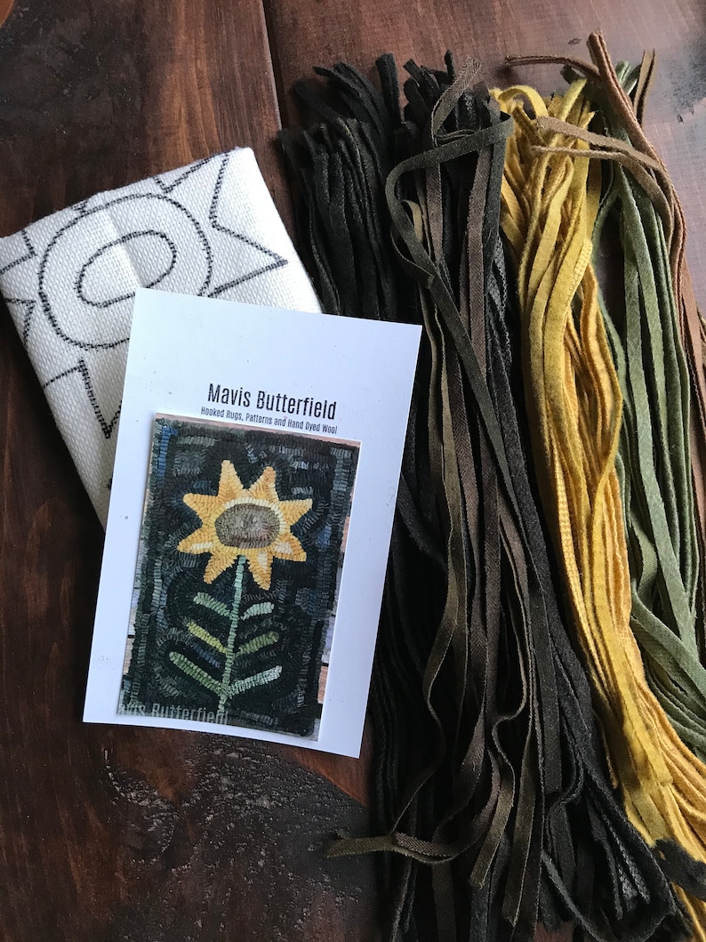 RUG HOOKING KIT - Folk Art Sunflower on Linen - Etsy