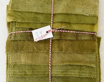 Hand Dyed Wool Fabric, 8 Spring Green Fat 1/16 Sixteenth for Primitive Rug Hooking